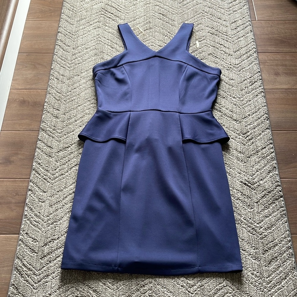 Navy Sleeveless Peplum Dress